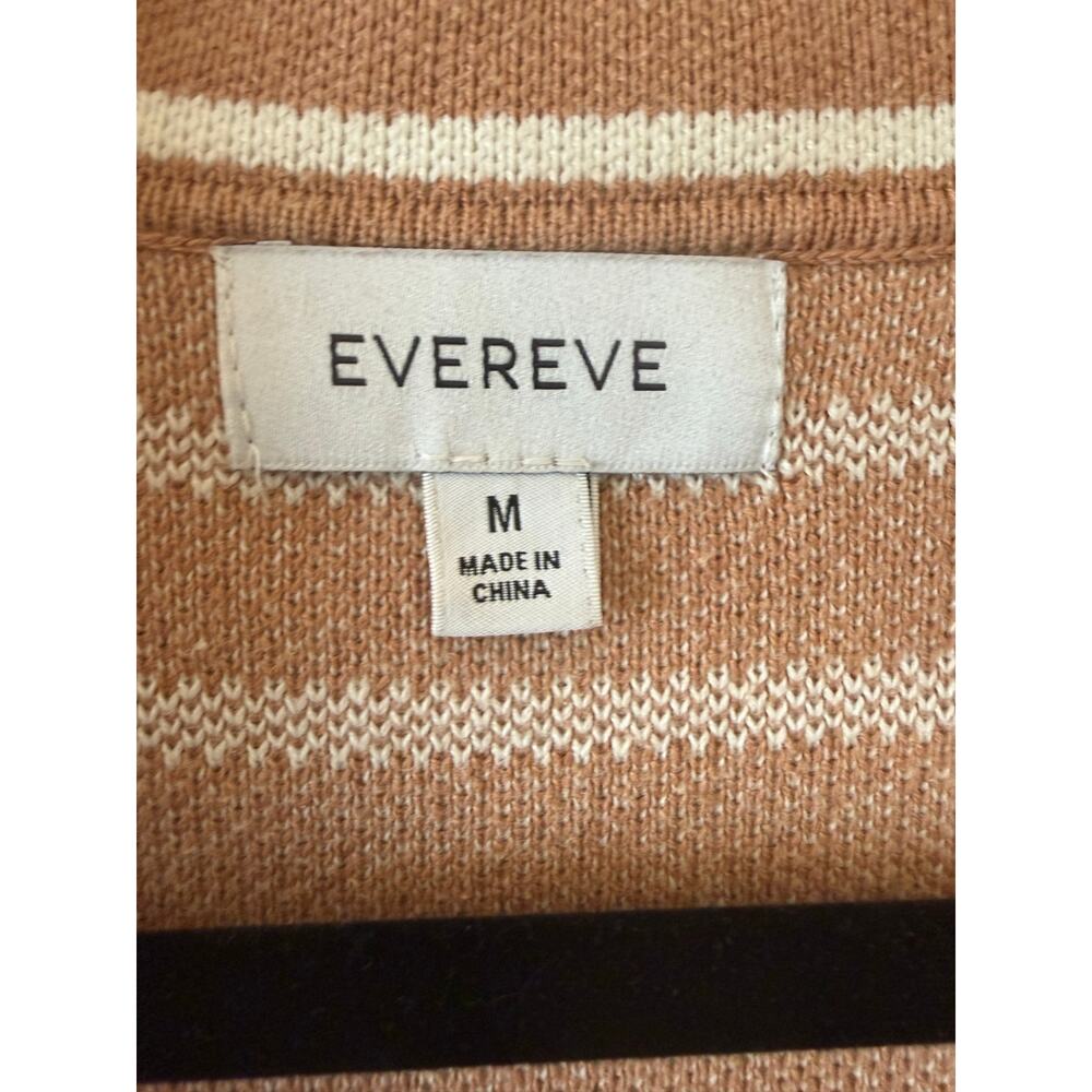 Evereve Knit Sweater Blazer Tan White Striped Cotton Blend Jacket Size M - Picture 5 of 7